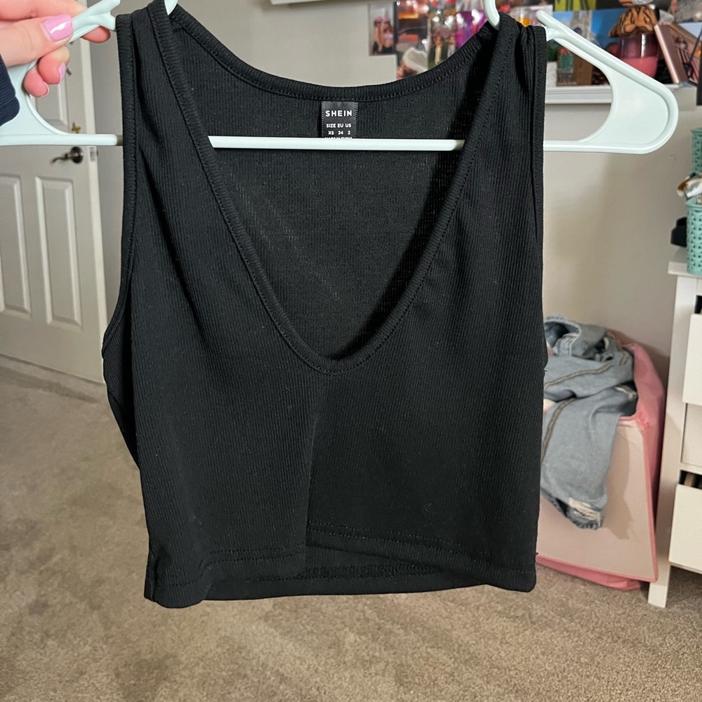black low cut crop top